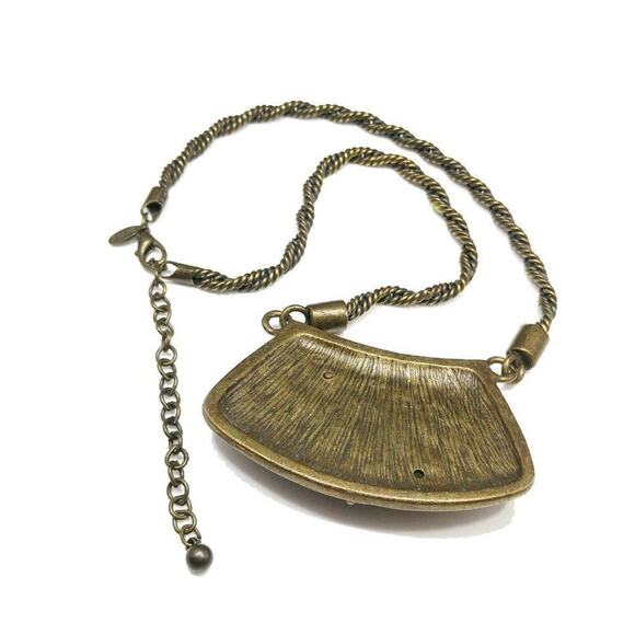 Chico’s Brass Tone Pendant Necklace Topaz Black Red Stones Boho Statement - Picture 3 of 8